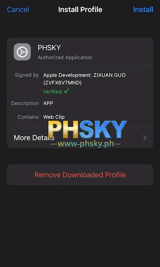 Step 4: Install the PHSKY App on your device