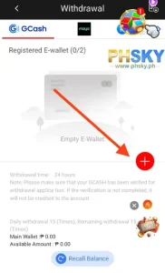 Step 2: Then click on the plus icon to add the e-wallet address.